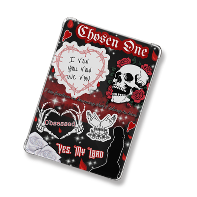 Chosen Red and Black Shimmery Holographic Sticker Look Kindle Insert for Clear Case | Bookish Accessories