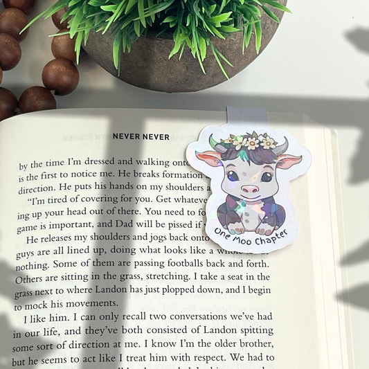 One Moo Chapter Cow Inspirational Magnetic Bookmark