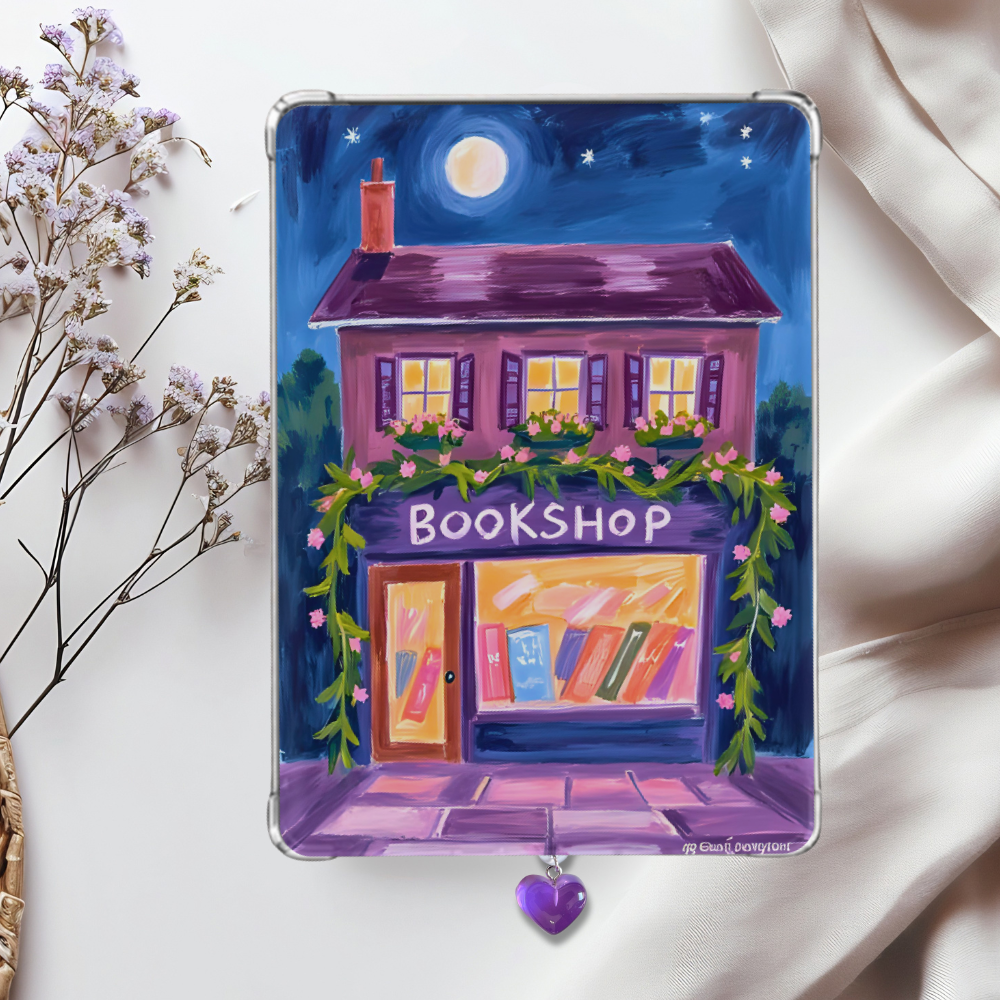 Violet Night Bookshop Shimmery Holographic Sticker Look Kindle Insert for Clear Case | Bookish Accessories