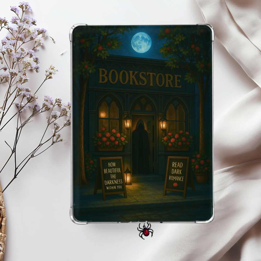 Into the Darkness Bookstore Shimmery Holographic Sticker Look Kindle Insert for Clear Case | Bookish Accessories