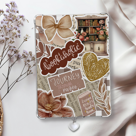 Biege Bookaholic Sticker Look Insert for Clear Case | Bookish Accessories
