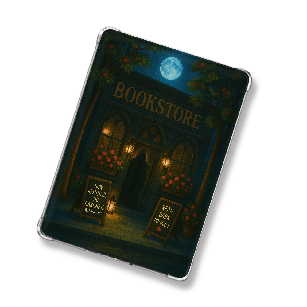 Into the Darkness Bookstore Shimmery Holographic Sticker Look Kindle Insert for Clear Case | Bookish Accessories