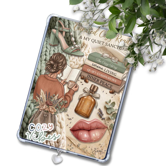 Natural Color Cozy Vibes Brown Hair Girl Reader: Kindle or eReader Decor for Book Lovers