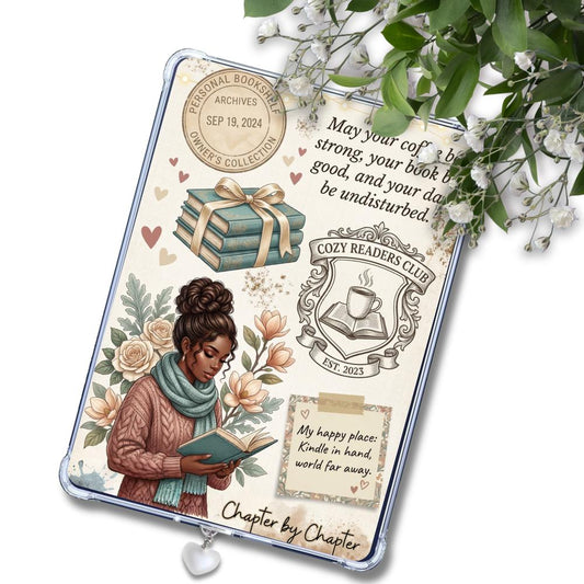 Cozy Reader Club Black Girl Insert: Kindle or eReader Decor for Book Lovers