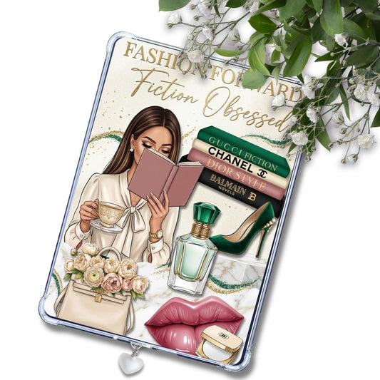 Fiction Obsessed Light Girl Reader: Kindle or eReader Decor for Book Lovers