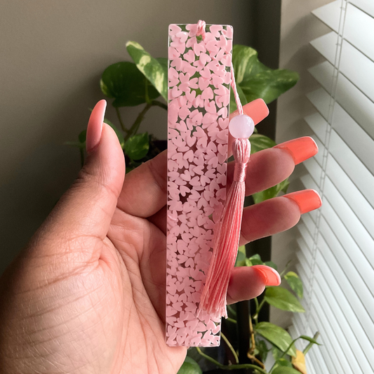 Heart of Quartz (Rose Quartz Bead Included on Tassel) Resin Bookmark
