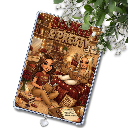 Rust and Khaki Booked & Pretty Caucasian Girl: Kindle or eReader Decor for Book Lovers