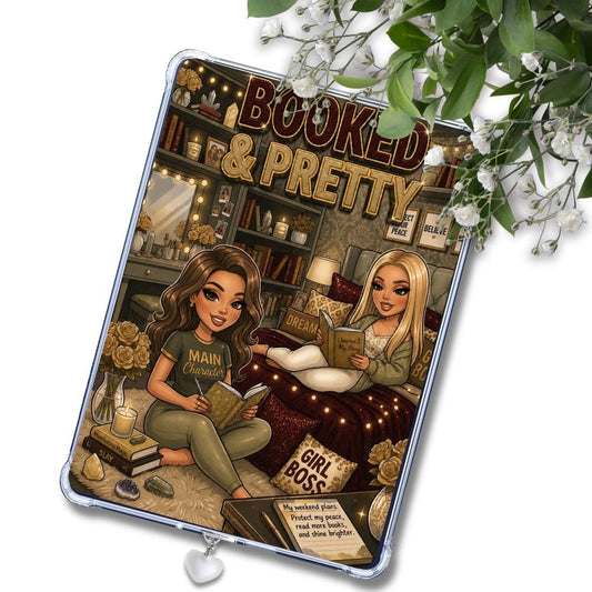 Burgundy and Olive Booked & Pretty Caucasian Girl: Kindle or eReader Decor for Book Lovers