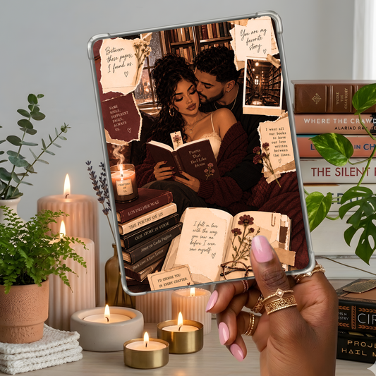 Couple in Love Latino Couple shown on a handheld eReader