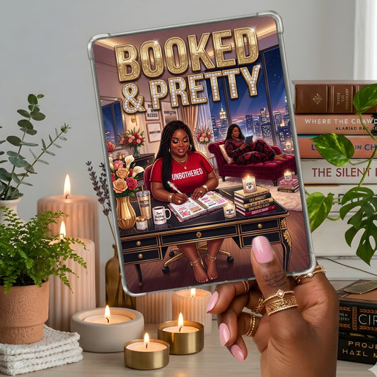 Plus Size Red Booked & Blessed shown on a handheld eReader