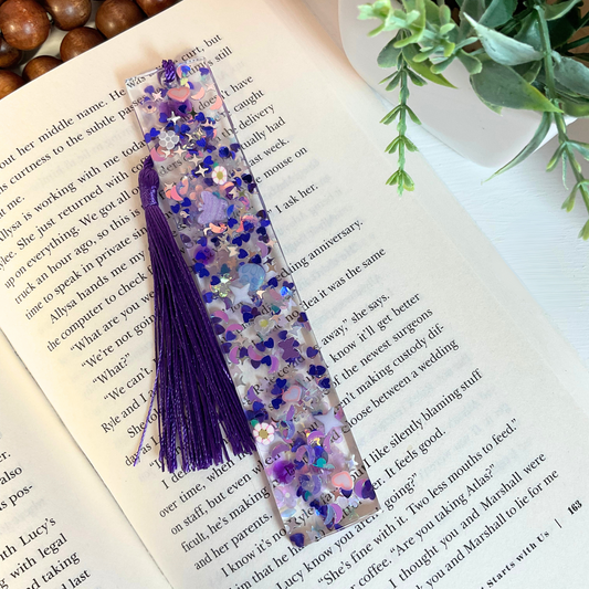 Purple Glitter Bomb Resin Bookmark