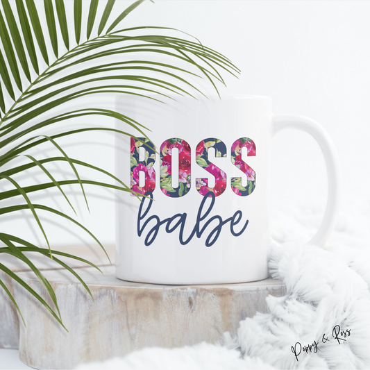 Boss Babe Floral Coffee Mug 15 Oz