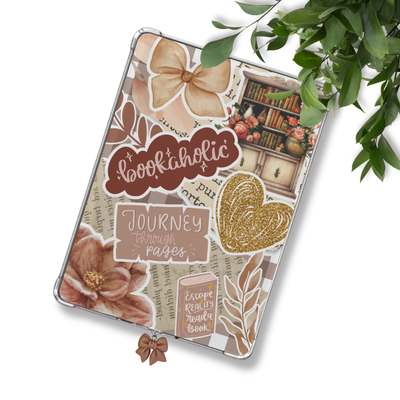 Biege Bookaholic Sticker Look Insert for Clear Case | Bookish Accessories