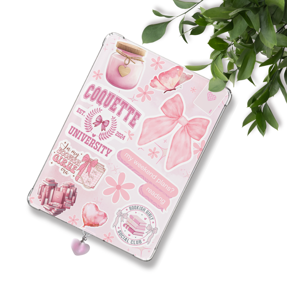 Pink Bookish Girly Kindle Insert for Clear Case | Bookish Accessories