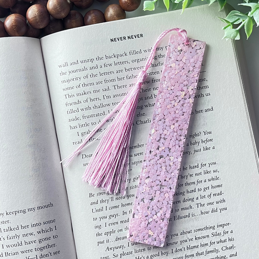 Light Pink Chunky Glitter Resin Bookmark