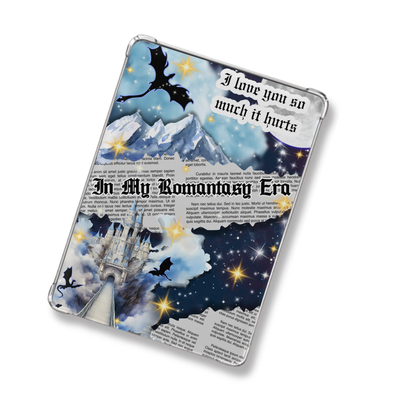 In My Romantasy Era Shimmery Holographic Sticker Look Kindle Insert for Clear Case | Bookish Accessories