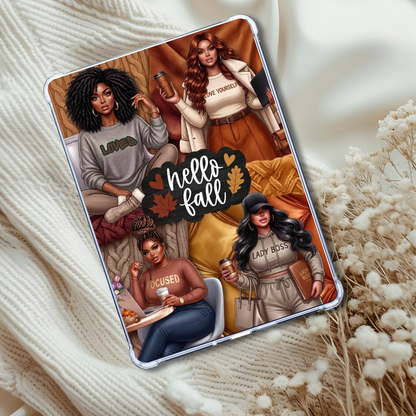 Hello Fall Curvy Plus Size Melanin Girls Insert for Clear Case | Bookish Accessories