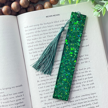 Green Chunky Glitter Resin Bookmark