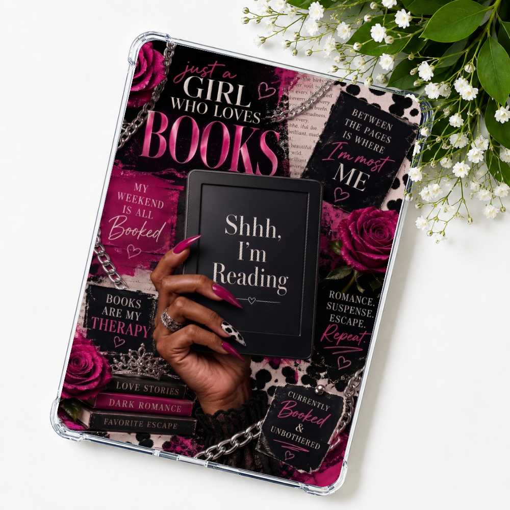 Melanin Girl Pink Luxury Shhhh Kindle Insert eReader Case Decor | Accessories for Book Lovers