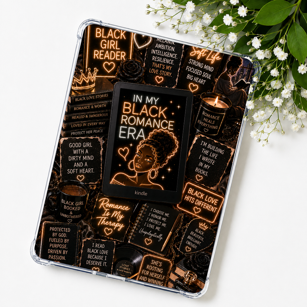 Black Romance Neon Lights Kindle Insert or eReader Case Decor | Accessories for Book Lovers