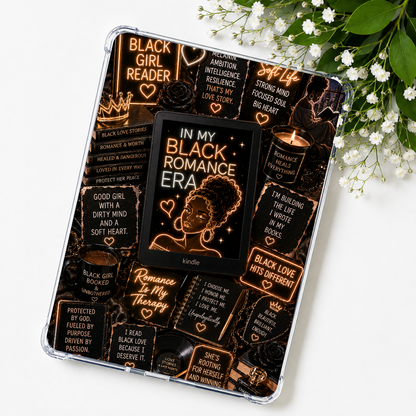 Black Romance Neon Lights Kindle Insert or eReader Case Decor | Accessories for Book Lovers