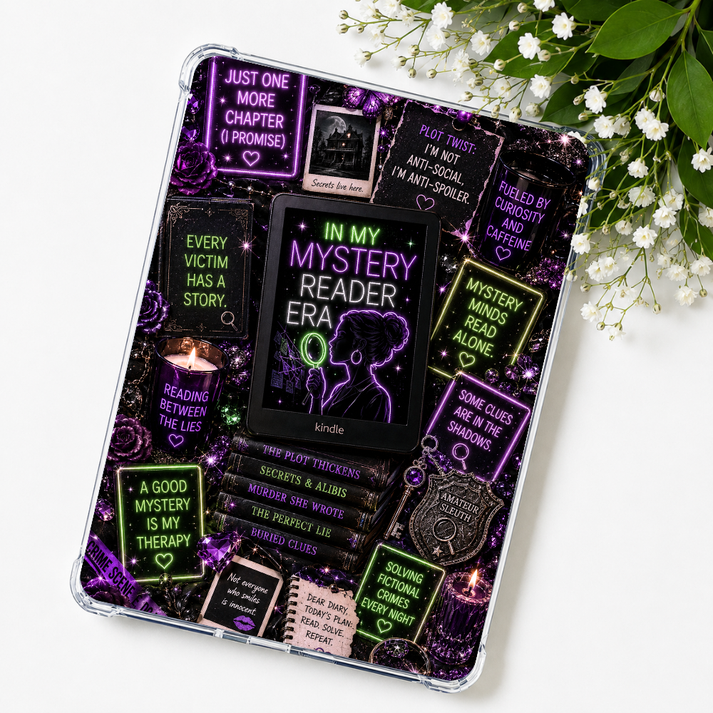 Mystery Era Neon Lights Kindle Insert or eReader Case Decor | Accessories for Book Lovers