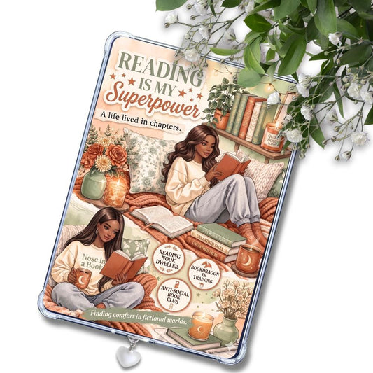 Blush Reading is My Superpower: Kindle or eReader Decor for Book Lovers