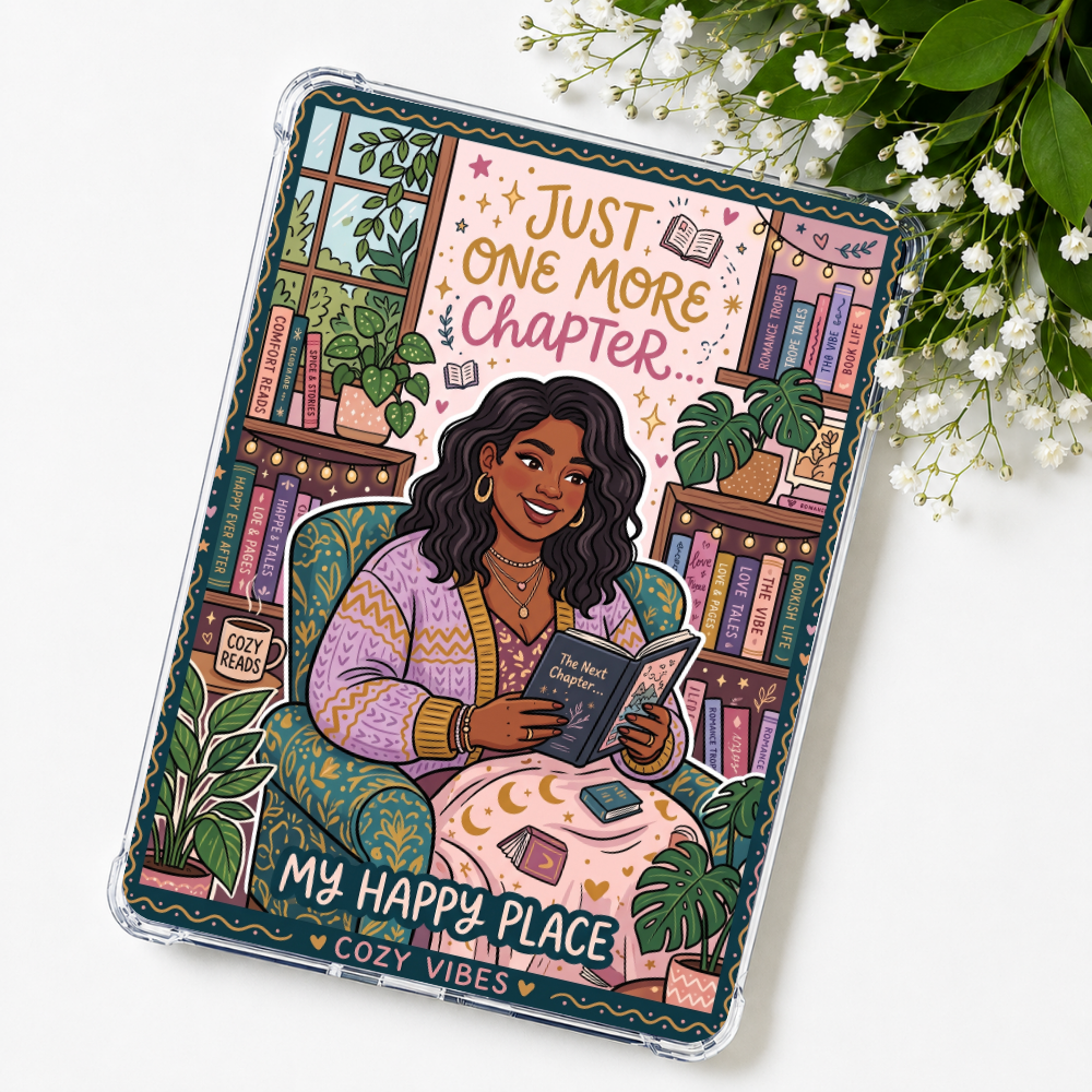 Plus Size Happy Place Kindle Insert eReader Case Decor | Accessories for Book Lovers