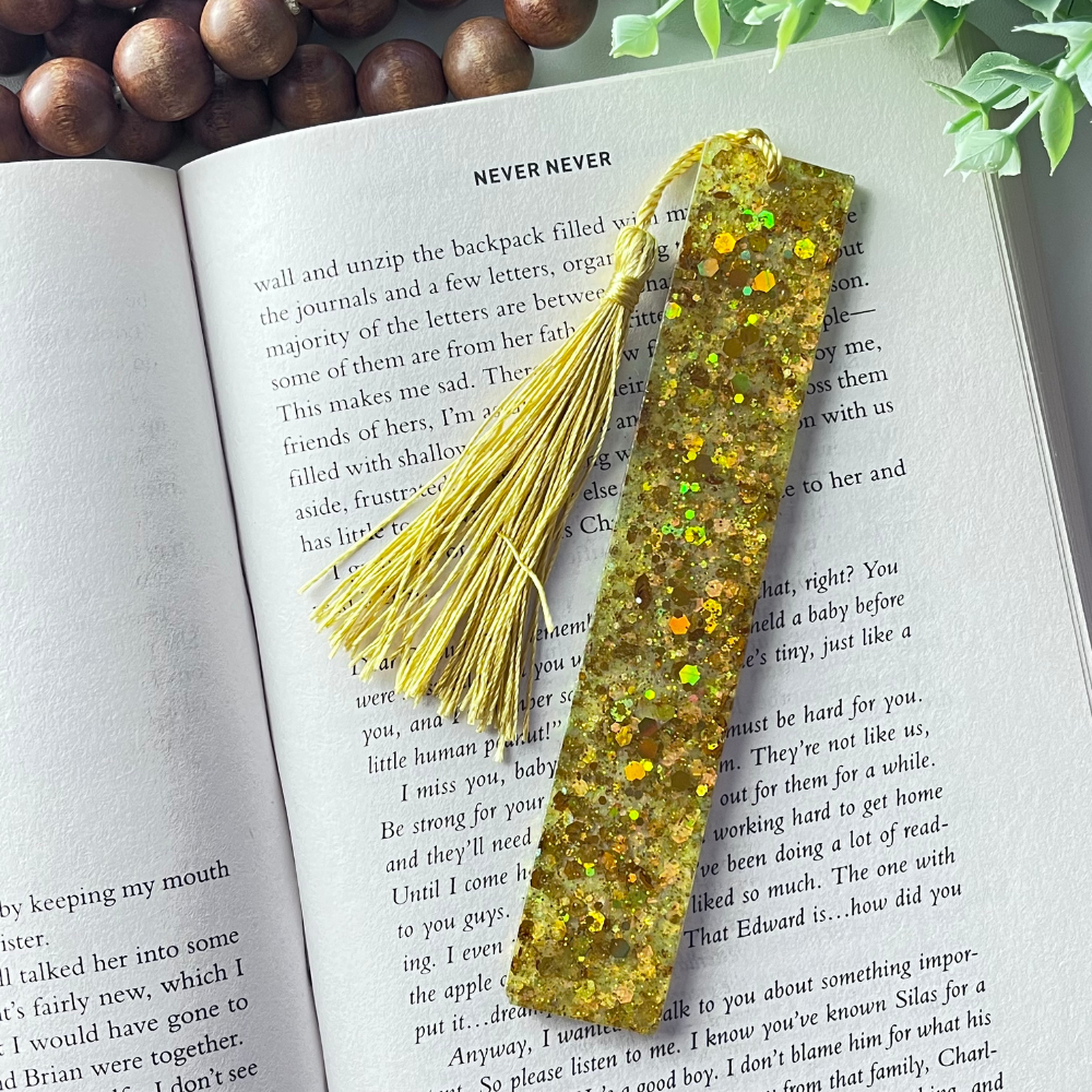 Gold or Silver Chunky Glitter Resin Bookmark