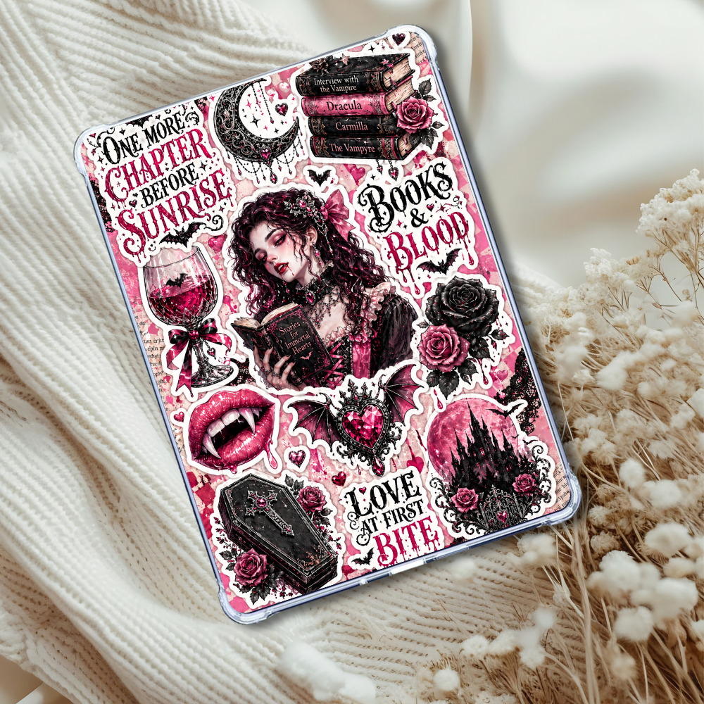 Pink Vampire Before Sunrise Gothic Fantasy Romance Insert for Clear Case | Bookish Accessories
