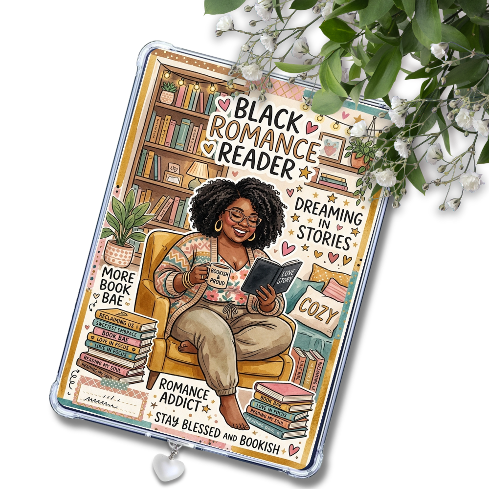 Plus Black Romance Reader Melanin Girl Insert for Clear Case | Bookish Accessories
