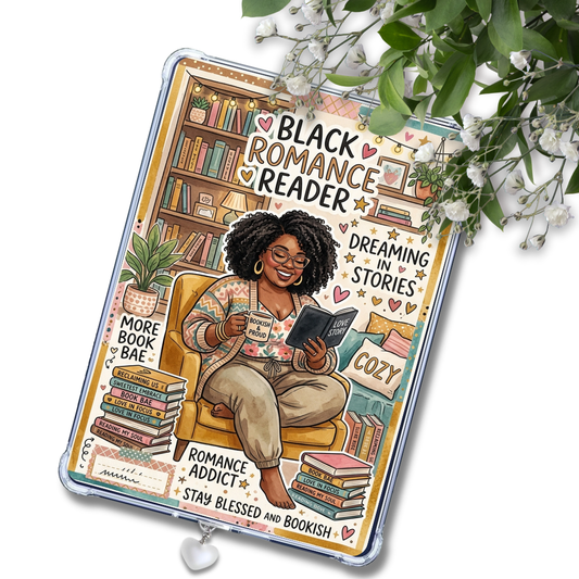Plus Black Romance Reader Melanin Girl Insert for Clear Case | Bookish Accessories
