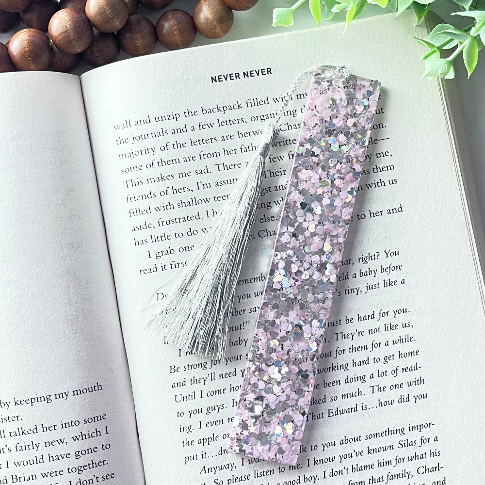 Pink & Silver Chunky Glitter Resin Bookmark