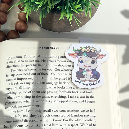 One Moo Chapter Cow Inspirational Magnetic Bookmark