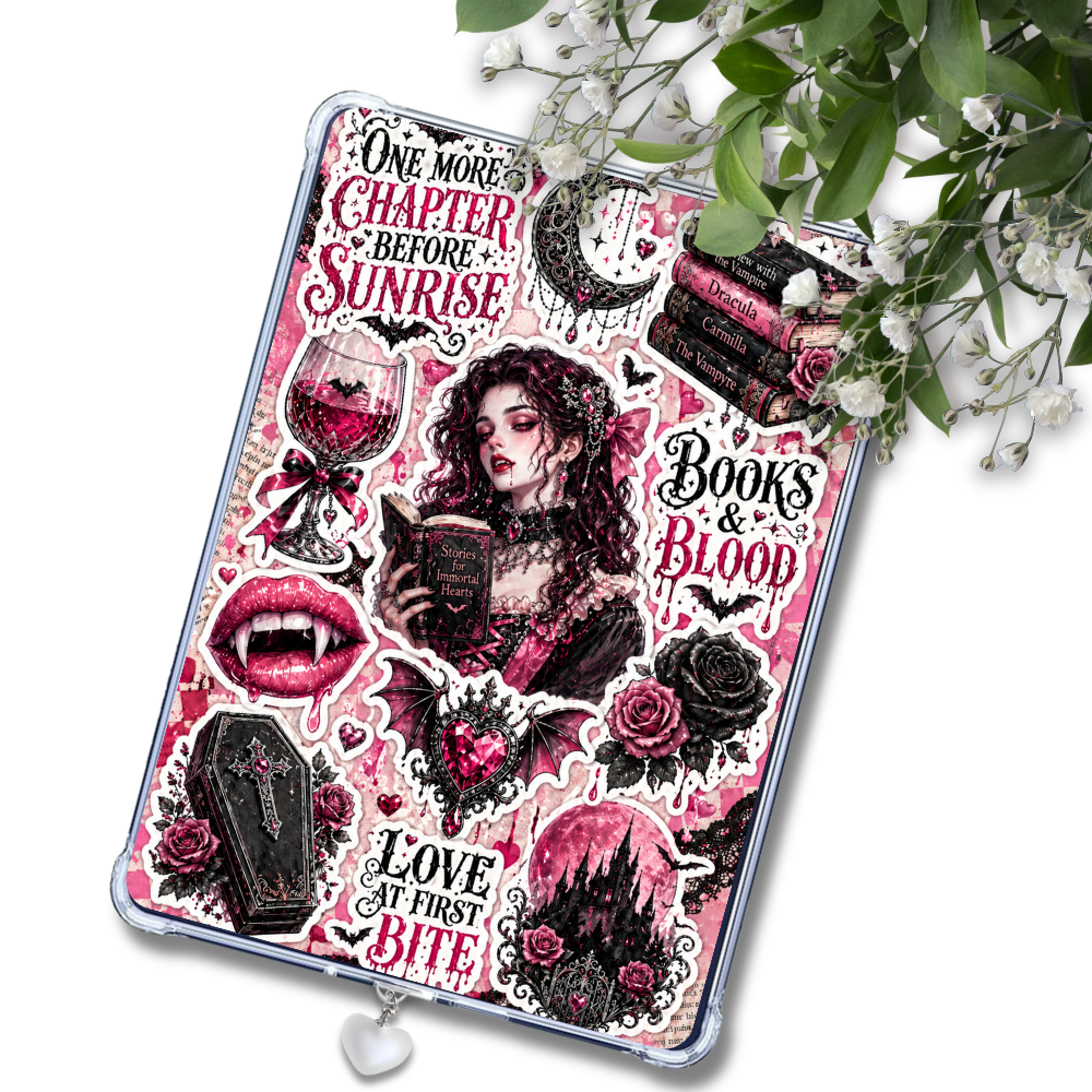 Pink Vampire Before Sunrise Gothic Fantasy Romance Insert for Clear Case | Bookish Accessories