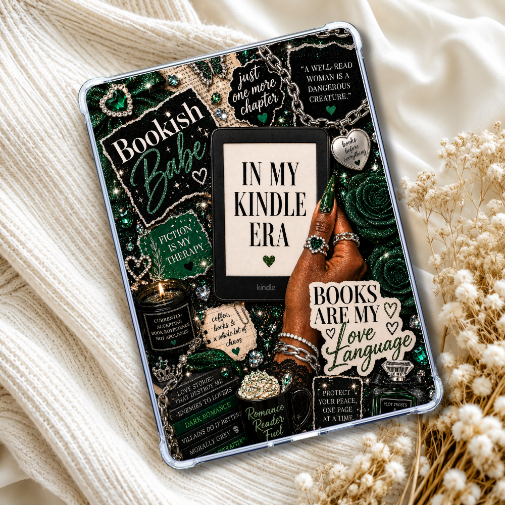 Emerald Bookish Babe Kindle Insert or eReader Case Decor | Accessories for Book Lovers
