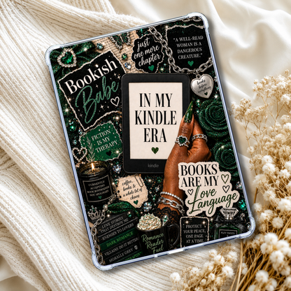 Emerald Bookish Babe Kindle Insert or eReader Case Decor | Accessories for Book Lovers