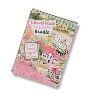 Pink Cottage Core Shimmery Holographic Sticker Look Kindle Insert for Clear Case | Bookish Accessories