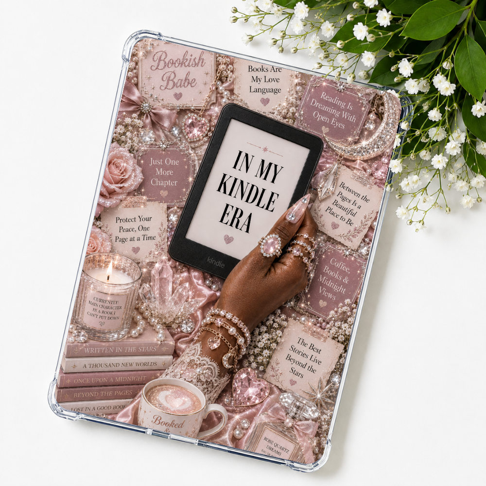 Rose Quartz Bookish Babe Kindle Insert or eReader Case Decor | Accessories for Book Lovers