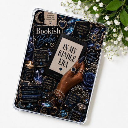Sapphire Bookish Babe Kindle Insert or eReader Case Decor | Accessories for Book Lovers