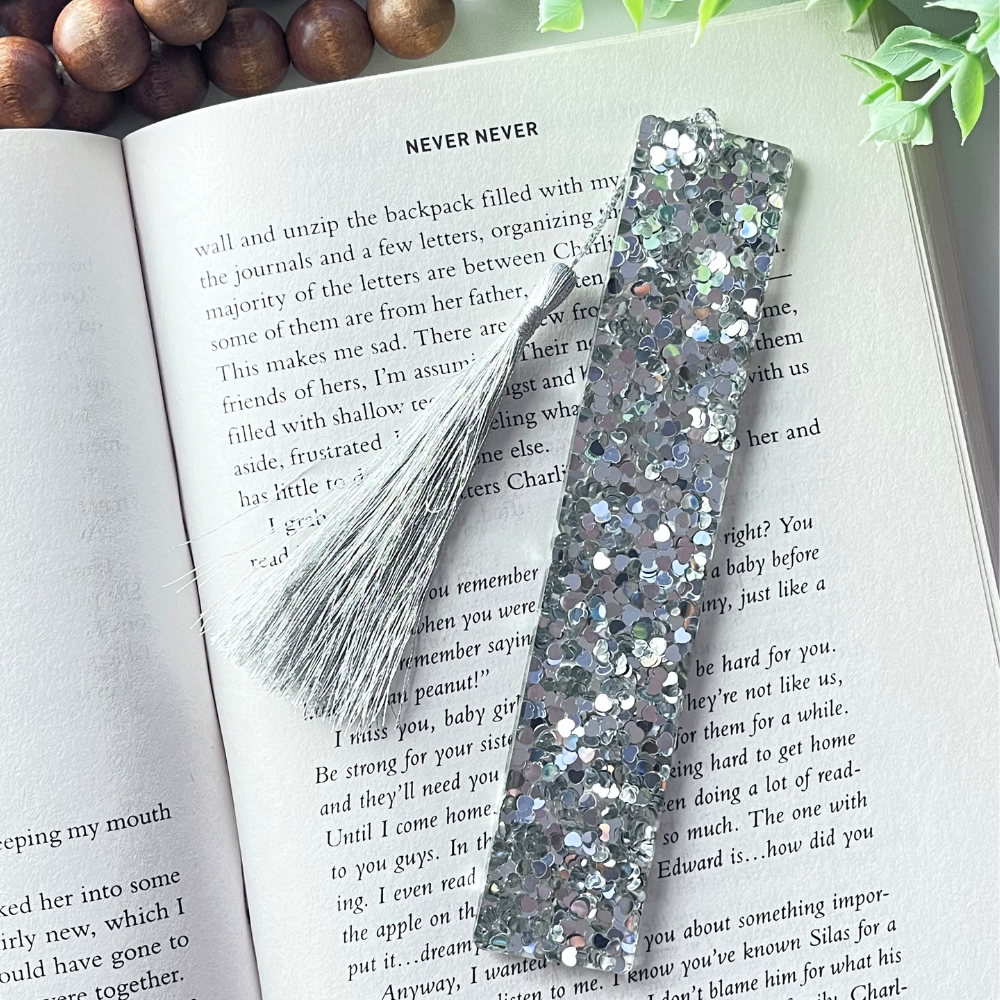 Gold or Silver Chunky Glitter Resin Bookmark