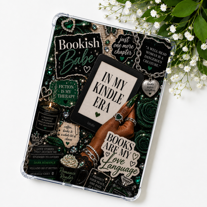Emerald Bookish Babe Kindle Insert or eReader Case Decor | Accessories for Book Lovers