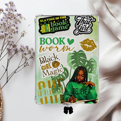 Nikki Green and Yellow Kindle Insert for Clear Case | Bookish Accessories