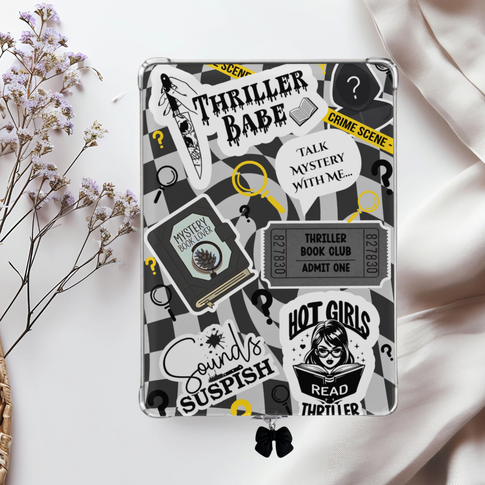 ThrillerBabe Shimmery Holographic Sticker Look Kindle Insert for Clear Case | Bookish Accessories