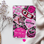 Cute As a Button Retro Shimmery Holographic Sticker Look Kindle Insert for Clear Case | Bookish Accessories