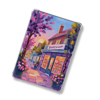 Idyllic Scene Bookshop Shimmery Holographic Sticker Look Kindle Insert for Clear Case | Bookish Accessories