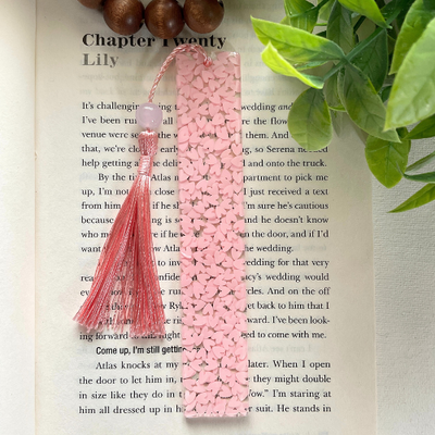Heart of Quartz (Rose Quartz Bead Included on Tassel) Resin Bookmark