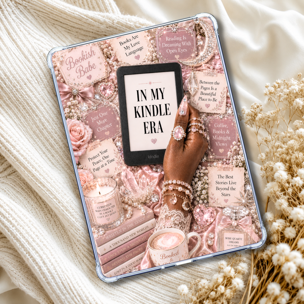 Rose Quartz Bookish Babe Kindle Insert or eReader Case Decor | Accessories for Book Lovers