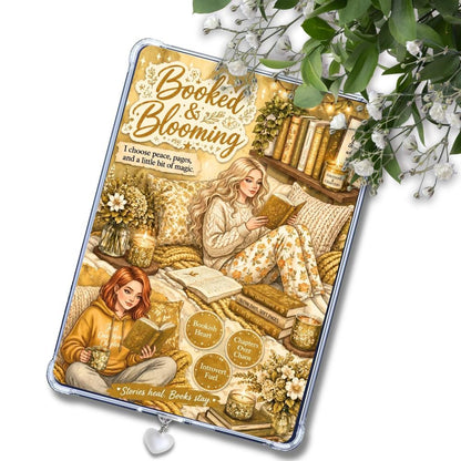 Booked & Blooming Yellow Caucasian Girl: Kindle or eReader Decor for Book Lovers