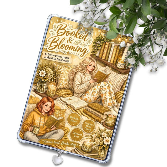 Booked & Blooming Yellow Caucasian Girl: Kindle or eReader Decor for Book Lovers